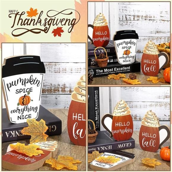 3 Pcs Fall Wooden Signs Tiered Tray Decor Fall Harvest Tabletop Pumpkin Signs - Picture 7 of 7